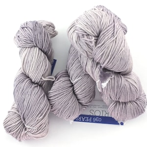 Malabrigo Rios in color Pearl, Merino Wool Worsted Weight Superwash Knitting Yarn, light gray, #036