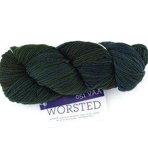 Malabrigo Worsted in color VAA, #051, Merino Wool Aran Weight Knitting Yarn, dark forest green