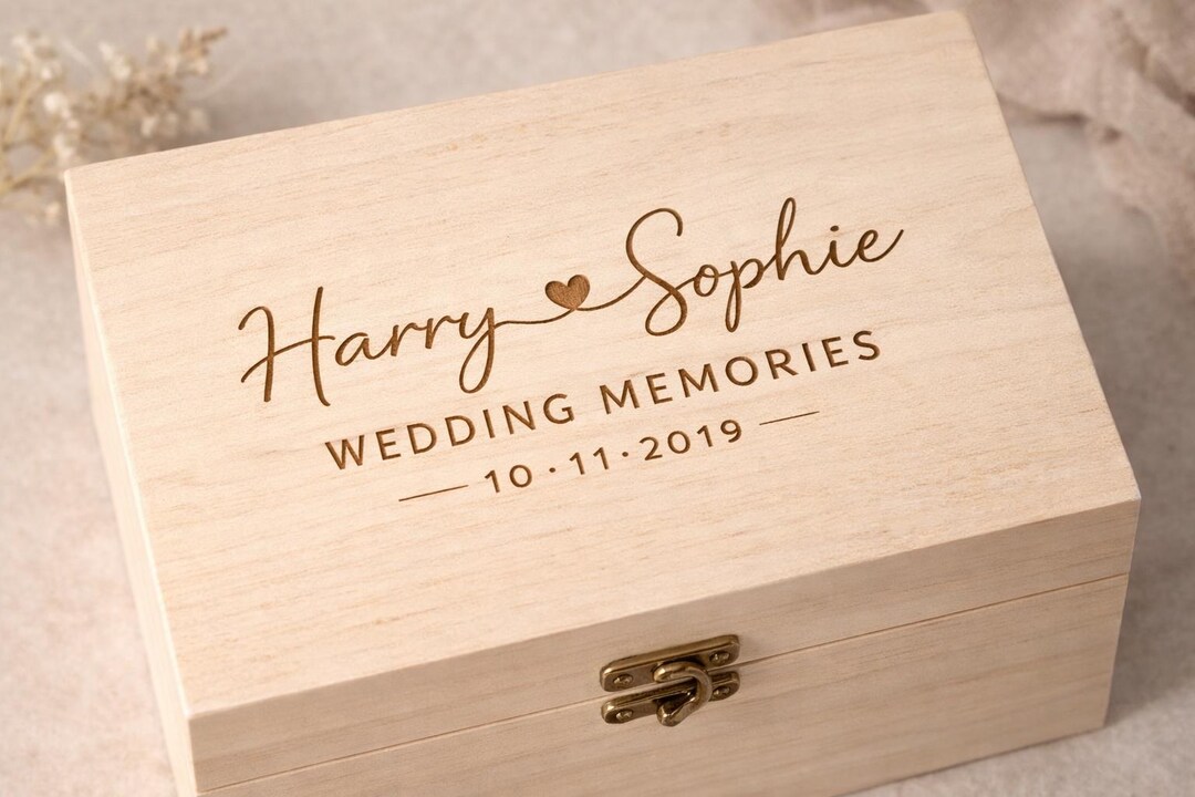 Engraved Wooden Wedding Memory Box | Personalized Keepsake Gift - Etsy
