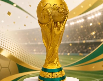 Replica del trofeo ispirata alla Coppa del Mondo, decorazione con trofeo di calcio, Coppa del campionato d'oro, regalo per tifosi di calcio, decorazione sportiva, regalo unico per lui