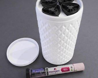 Contenedor compacto para guardar medicamentos tipo pluma GLP-1