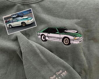 Sweat à capuche personnalisé brodé voiture, photo de voiture brodée, sweat à capuche personnalisé voiture, voitures classiques brodées, cadeaux d'anniversaire pour homme, cadeau amateur de voiture