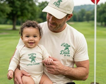 T-shirt assorti brodé papa et mini golf, sweat-shirt meilleur papa, barboteuse bébé Little Caddy à papa, cadeaux pour la fête des pères