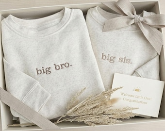 Sudadera "Hermano Mayor, Hermana Mayor", camisetas bordadas para hermanos, conjunto para anunciar el embarazo