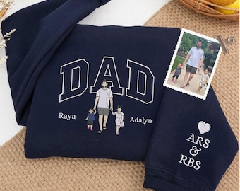 Custom Embroidered Dad Sweatshirt | Personalized Family Portrait Shirt