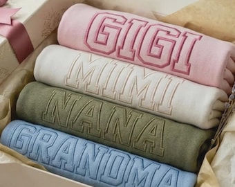 Grandma Sweatshirt Embroidered, Gigi Mimi Nana Sweatshirt, Mother’s Day Gift for Grandma, Personalized Grandma Crewneck