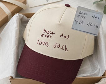 Casquette brodée avec écriture manuscrite personnalisée - Casquette personnalisée pour papa avec dessin pour enfants