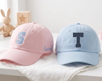 Gorra de béisbol infantil bordada a medida, gorra con inicial y nombre personalizados, regalo para niños y niñas.