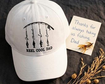 Casquette papa cool personnalisée, cadeau fête des pères, chapeau de pêche pour papa, cadeau de pêche pour grand-père, casquette classique papa pêcheur et prénom