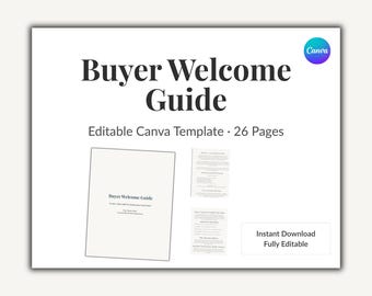 Guía de bienvenida para compradores • Paquete para agentes inmobiliarios • Plantilla editable de Canva
