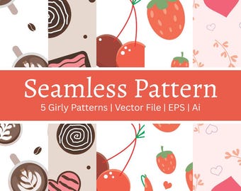 Patrón femenino sin costuras para regalos de papel, vestidos, papel tapiz, editable, archivos vectoriales