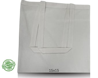 Bulk Wholesale - Eco Friendly Cotton Tote Bag 15x15 | Long Handle Reusable Shopping Bag | Plain Cotton Tote | Zero Waste Cloth Bag