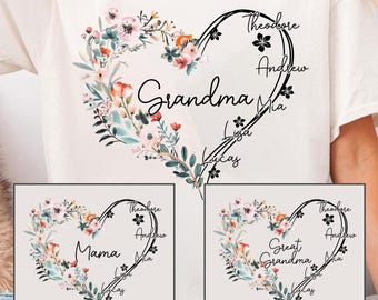 Grandma Mama Flower PNG, Floral Mama Sublimation Design, Retro Wildflower Shirt Graphic, Cute Boho Digital Download for Mothers Day Tee