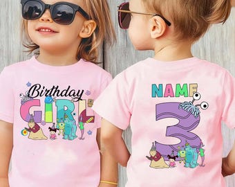 Custom Disney Monsters Inc Birthday Png, Monsters University Mike Wazowski Sully Boo Birthday Boy Png, Kid Family Birthday Girl 2026 Png