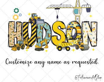 Custom Name Construction Name Png, Personalized Truck Digger Excavator Birthday Boy Png, Dump Truck Birthday Construction Crew Race Car