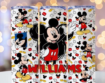 Mickey Mouse Personalized 20oz Stainless Steel Skinny Tumbler WDW Disney Travel Cup Gift, Personalized Mickey and Friends Disney Tumbler