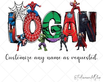 Custom Name Png, Avengers Birthday Png, Superhero Birthday Boy Png, Personalized Birthday Party Png, Family Marvel Themed Spider-Man Disney