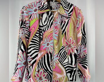 Veste à fermeture éclair intégrale Alberto Makali à fleurs et zèbres en multi tailles 6