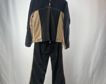 Ensemble veste de survêtement et pantalon de sport Oleg Cassini en noir fauve Taille Petite M/L