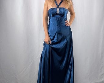 Robe vintage Jessica McClintock for Gunne Sax à lacets dans le dos en bleu Taille 0