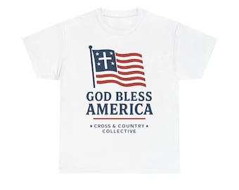 Dios bendiga a América Camiseta cristiana / Diseño de bandera patriótica