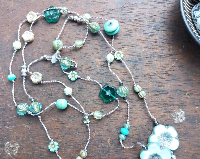 Turquoise Hibiscus Lariat