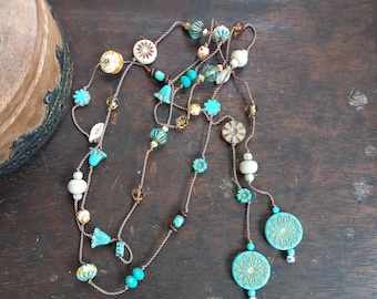 Turquoise mandala lariat