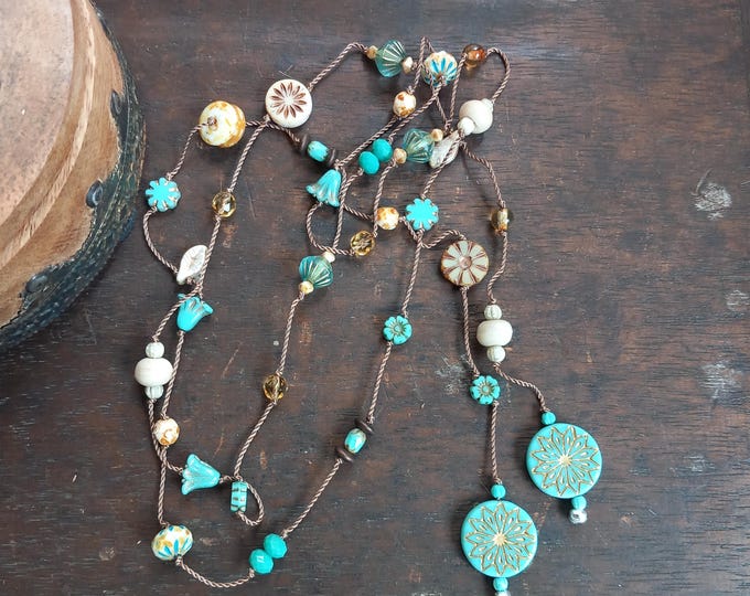 Turquoise mandala lariat