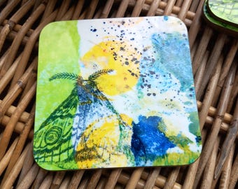 Coasters with moth