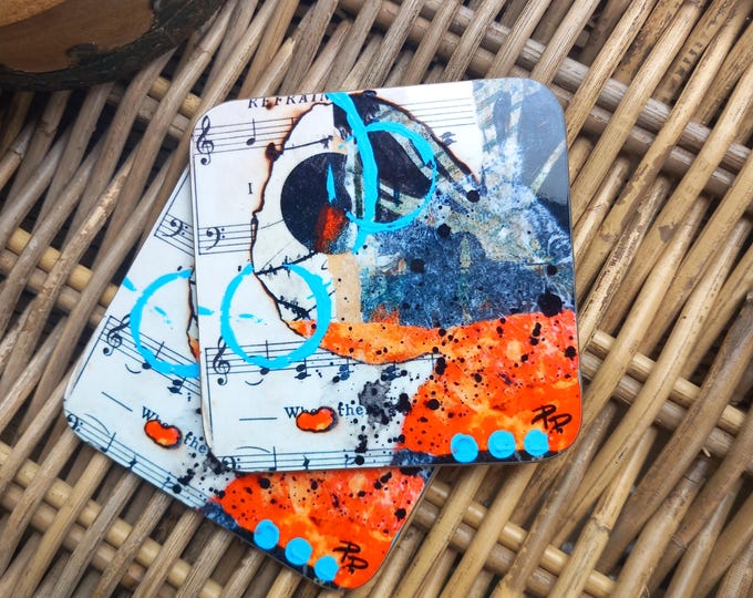 Coasters in orange and black
