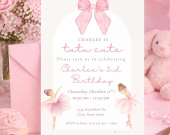 Customizable Ballerina Birthday Invitation  |  Instant Download  |  Printable Canva Template