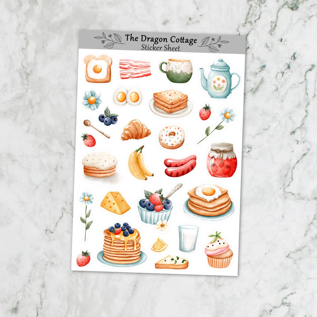 Breakfast Foods Sticker Sheet - Etsy