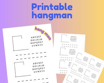 Hangman Printable Game for Kids – Instant Download – Screen-Free Word Game – Printable Kids Activity