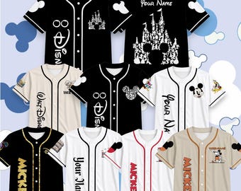 Custom Mickey Mouse Baseball Jersey, Personalized Disney Vacation Shirt, Family Trip Matching Jersey, Disney Castle Park Outfit