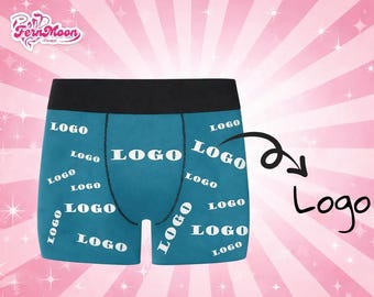 Custom Boxer Briefs with Logo, Personalized Underwear, Custom Text Boxer Shorts, Logo Underwear for Men, Brand Merch Gift
