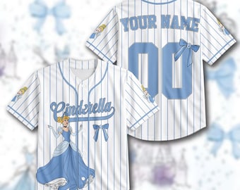 Cinderella Baseball Jersey, Custom Name Number Jersey, Disney Princess Baseball Shirt, Family Vacation Outfit