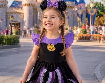 Ursula Inspired Girls Dress, Disney Villain Dress, Little Mermaid Sea Witch Outfit, Purple Tentacle Kids Dress, Halloween Disney Park Dress