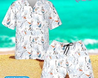 Disney Frozen Olaf Hawaiian Shirt, Olaf Button Up Shirt, Disney Summer Vacation Shirt, Olaf AOP Hawaiian