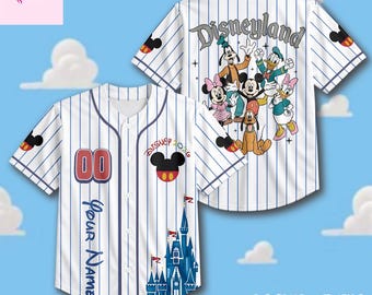 Disneyland Custom Baseball Jersey, Mickey Friends Personalized Name Number Shirt, Disney Family Matching Outfit