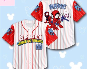 Custom Spidey and Friends Baseball Jersey, Superhero Team Shirt