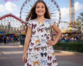 Star Wars Bow Dress, Cute Character Inspired Dress, Kids Girls Outfit, Cartoon Pattern Dress, Unique Gift Idea