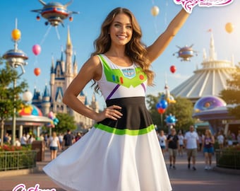 Buzz Lightyear Dress, Toy Story Inspired Dress, Space Ranger Outfit, Disney Costume Dress, Girls Theme Park Dress