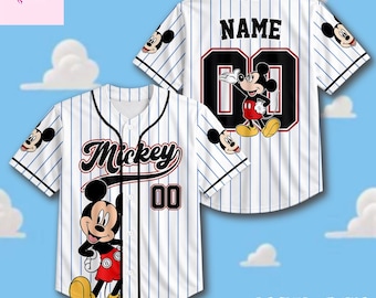 Mickey Mouse Custom Baseball Jersey, Disney Personalized Name Number Shirt, Disney Family Matching Outfit, Vacation Baseball Jersey
