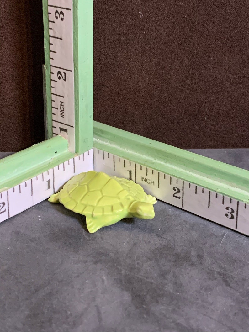 Small Turtle Lime Green. Retro Ceramic. Fits nicely in a planter, terrarium, nook or beta tank. Too cute. Made from 1960's mold. image 2