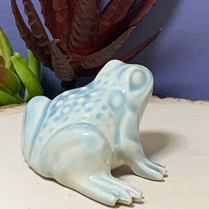 Bigger Frog Blue Green. Retro Ceramic. Fits nicely in a planter, terrarium, nook or beta tank. Too cute. Made from 1960's mold. image 4