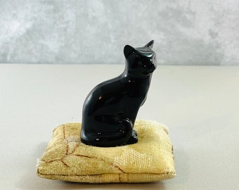 Black Sitting Mini Cat fits nicely in a planter, terrarium, nook. Too cute.