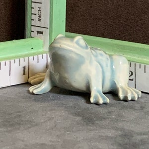 Bigger Frog Blue Green. Retro Ceramic. Fits nicely in a planter, terrarium, nook or beta tank. Too cute. Made from 1960's mold. image 3