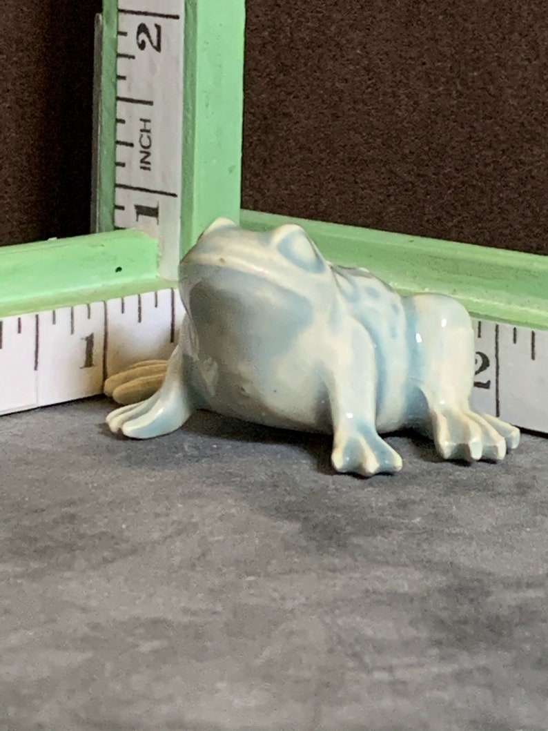 Bigger Frog Blue Green. Retro Ceramic. Fits nicely in a planter, terrarium, nook or beta tank. Too cute. Made from 1960's mold. image 3