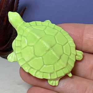 Small Turtle Lime Green. Retro Ceramic. Fits nicely in a planter, terrarium, nook or beta tank. Too cute. Made from 1960's mold. image 4