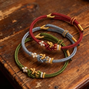 Handgjort vävt snörarmband – Justerbara välsignelseknutsmycken – Rött snöreskyddsarmband – handgjord tibetansk repamulett.